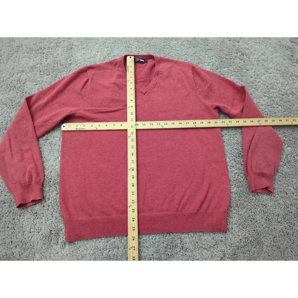 J Crew Sweater Mens Large Red‎ Pullover V-Neck Long Sleeve 100% Cotton Knit